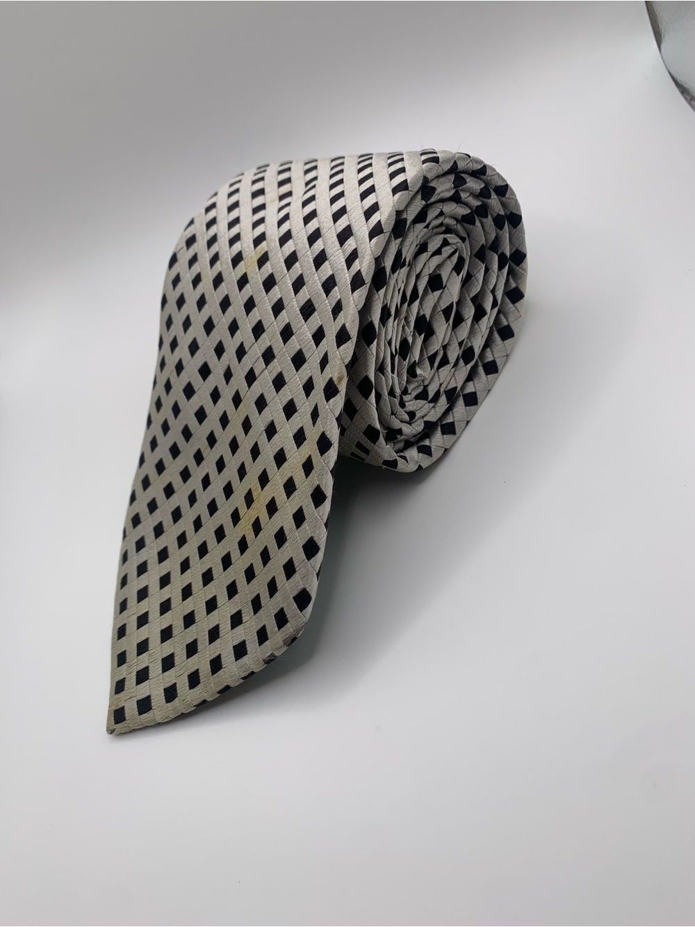 ZADI ANDREWS Geometric Black & Gray Men's Tie MADE IN ITALY 100% silk